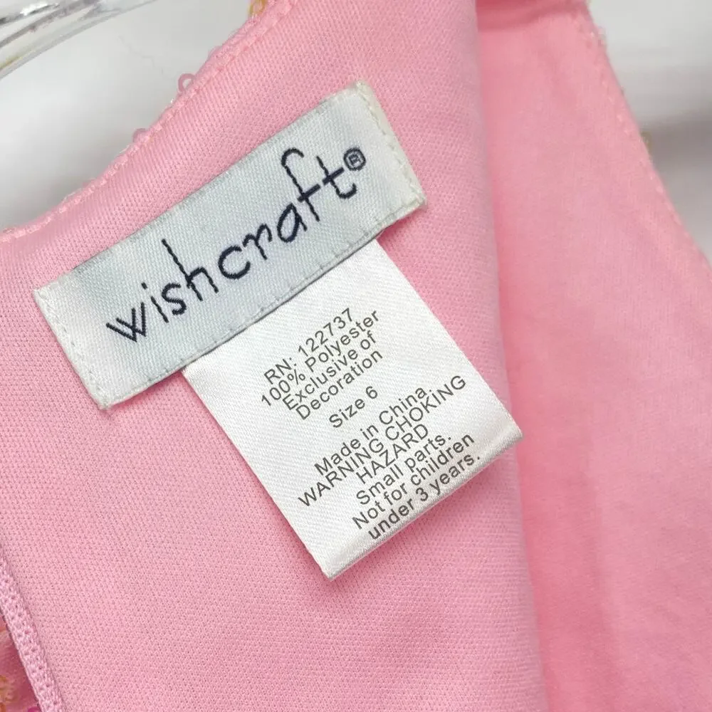 Wishcraft Girls Size 6 Pink Sequin Mermaid V-Neck Formal Gown